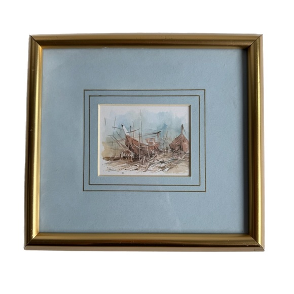 SHIPWRECK Original Signed By Artist Vintage Watercolor...